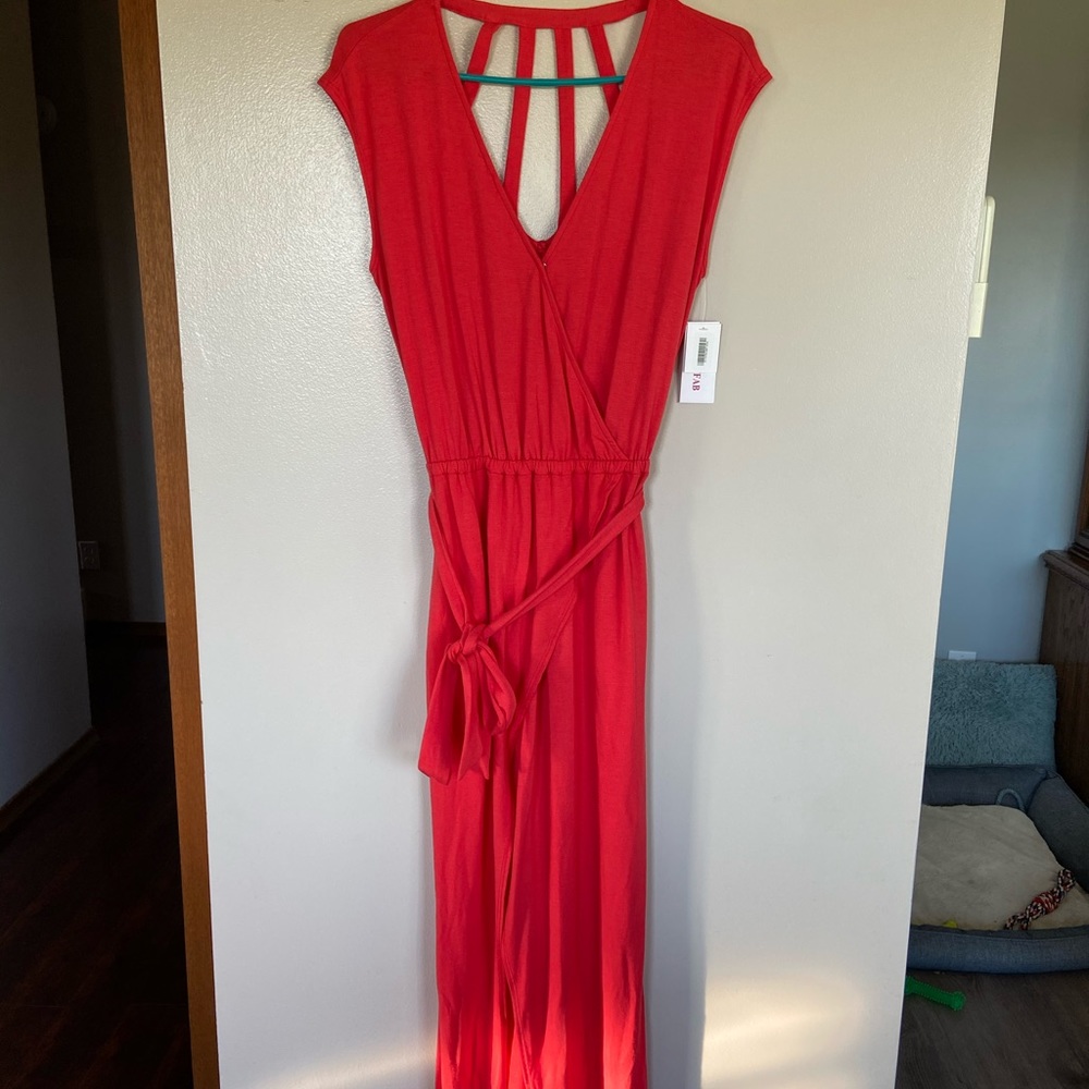 Tangerine wrap maxi dress